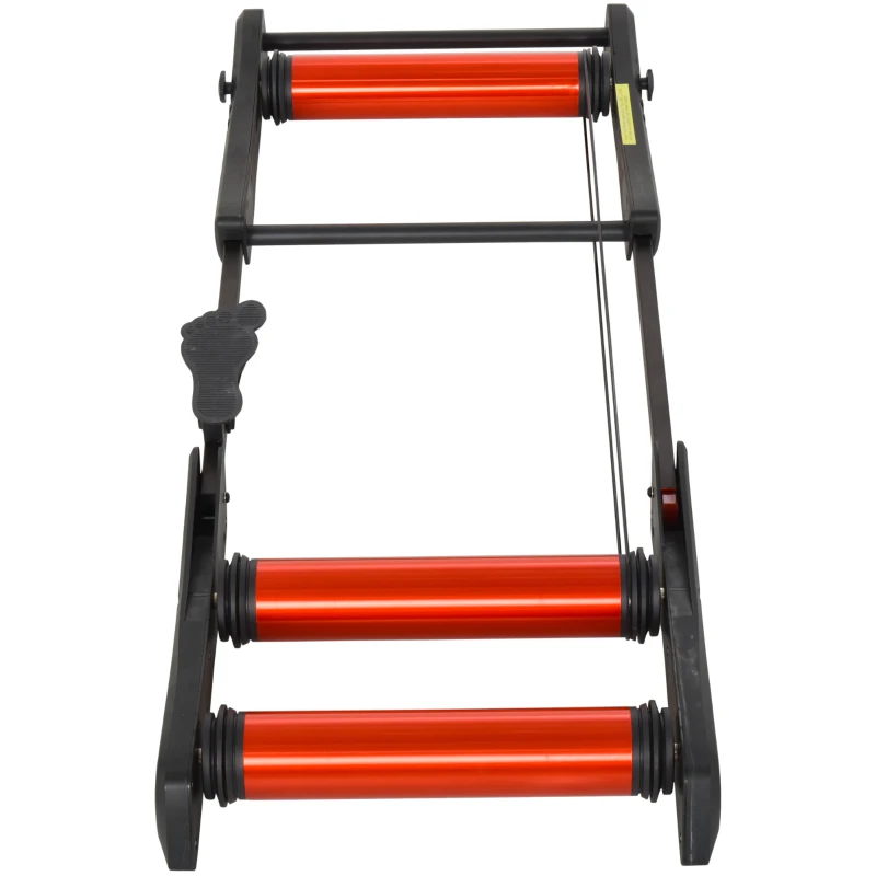 HOMCOM Rullo da Allenamento Biciclette Trainer Pieghevole, Rullo Anteriore Regolabile per Bici con Ruote da 24"、26"、28"、29"、700C, Max. Carico 120kg, Rosso e Nero