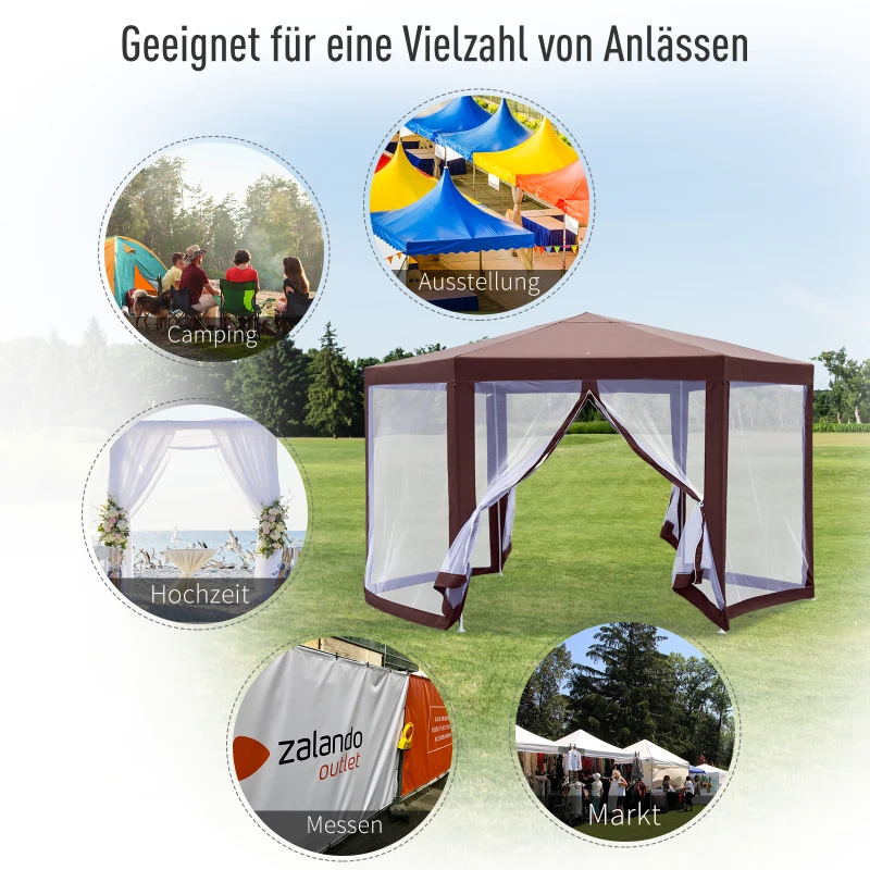 Outsunny paviljoen tuinpaviljoen met muskietennet 195 x 245 cm