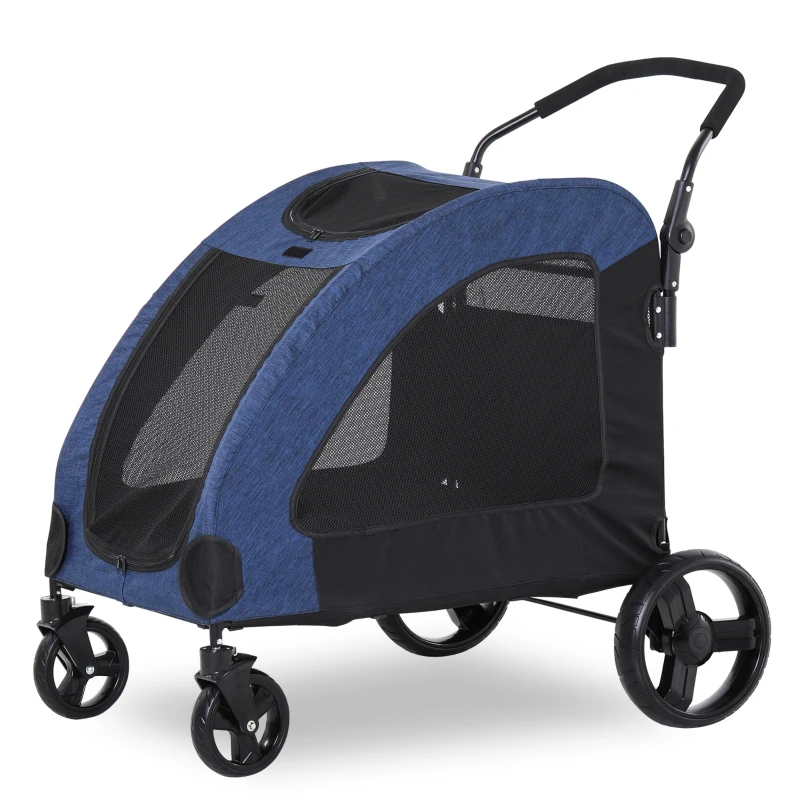 PawHut Hondenbuggy hondentrolley hondenkar hondentas opvouwbaar blauw + zwart