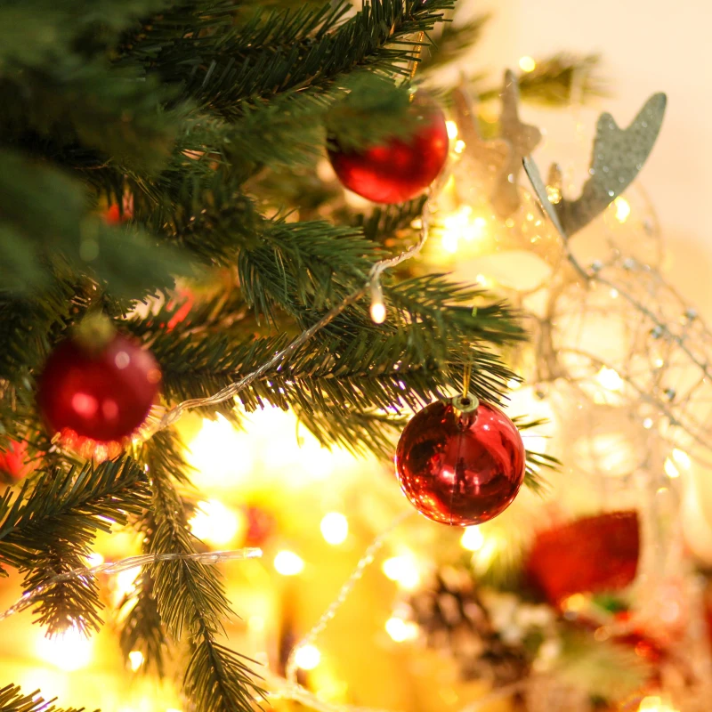 HOMCOM 7ft Unlit Artificial 2.1m Xmas Christmas Tree Easy Assembly with Foldable Base Stand for Indoor Outdoor Holiday Decoration Green