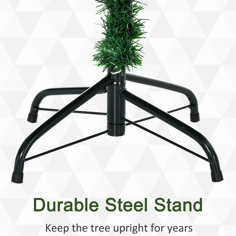 HOMCOM 7ft Unlit Artificial 2.1m Xmas Christmas Tree Easy Assembly with Foldable Base Stand for Indoor Outdoor Holiday Decoration Green