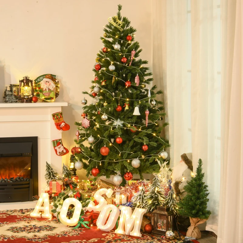 HOMCOM Unlit Artificial 1.5m Xmas Christmas Tree Easy Assembly with Foldable Base Stand for Indoor Outdoor Holiday Decoration Green