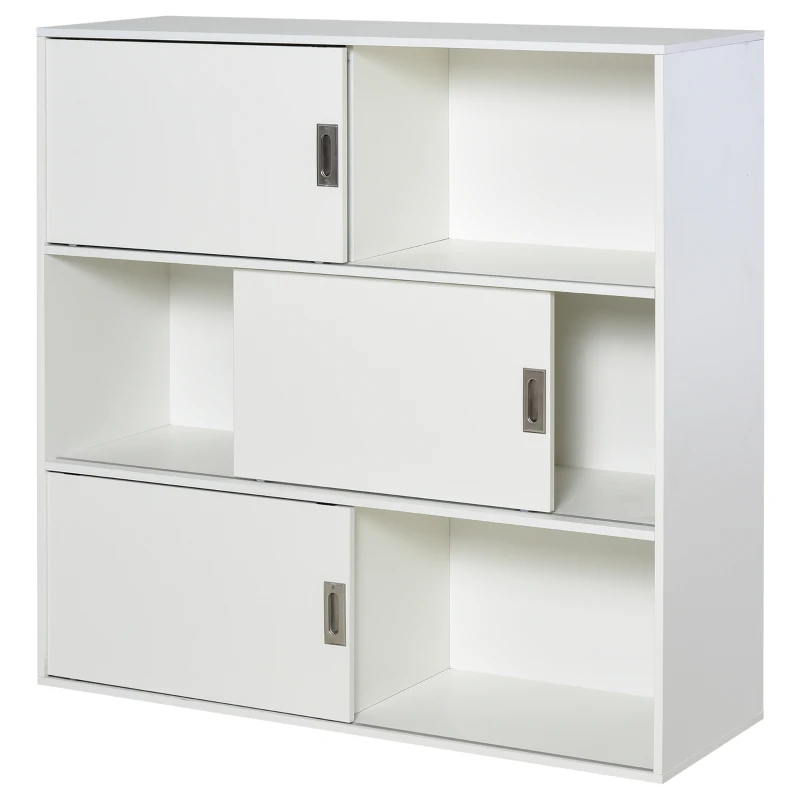 HOMCOM Bücherregal, Bücherschrank, Standschrank, Aktenschrank, Mehrzweckschrank, Spanplatte, Weiß, 120 x 40 x 120 cm