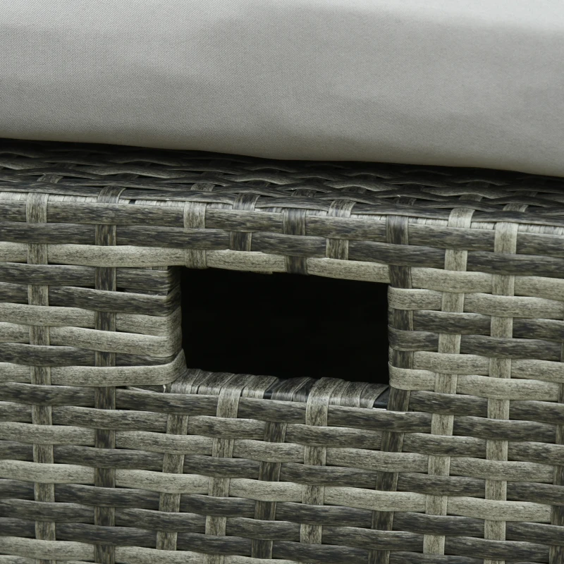 Outsunny 3-in-1 Rattan Lounge Set Doppelsofa Gartentisch mit 2 Hocker Liegesessel Loungegruppe multifunktion kombinierbar Stahl Grau