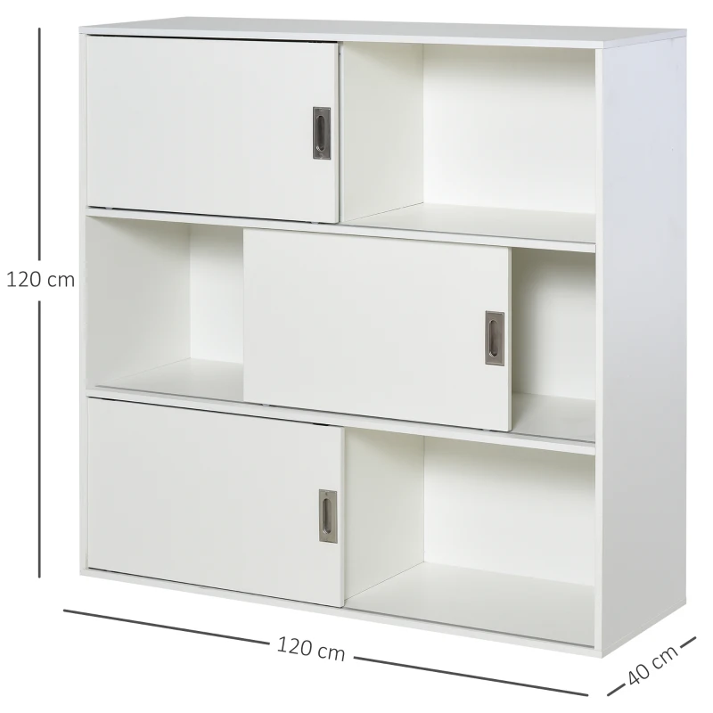 HOMCOM Bücherregal, Bücherschrank, Standschrank, Aktenschrank, Mehrzweckschrank, Spanplatte, Weiß, 120 x 40 x 120 cm
