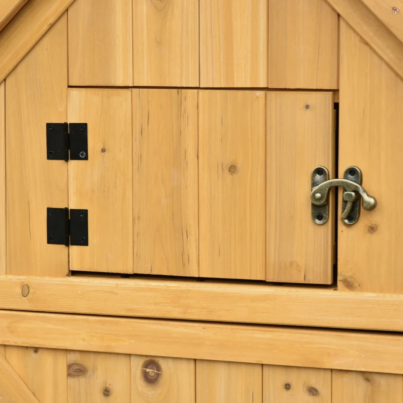 Outsunny Gartenschrank Holz Gartenhaus Gerätehaus Gartenschuppen Doppeltür-Design für den Außenbereich wetterfest 138 x 54,5 x 175 cm Gelb