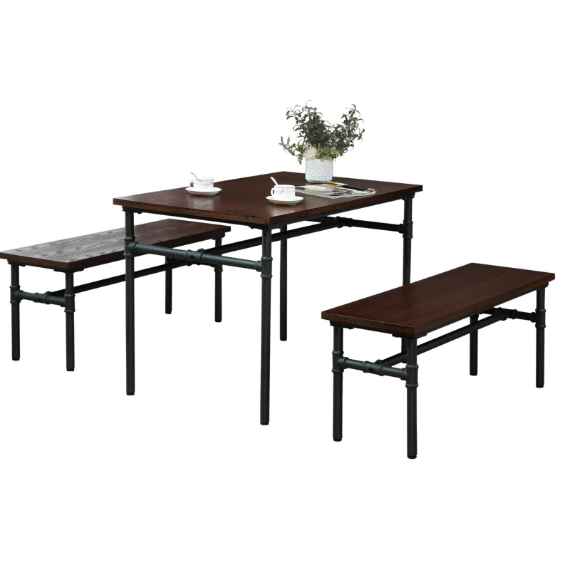 Eetgroep met 2 banken eetkamerset zitgroep tafelgroep naturel + zwart