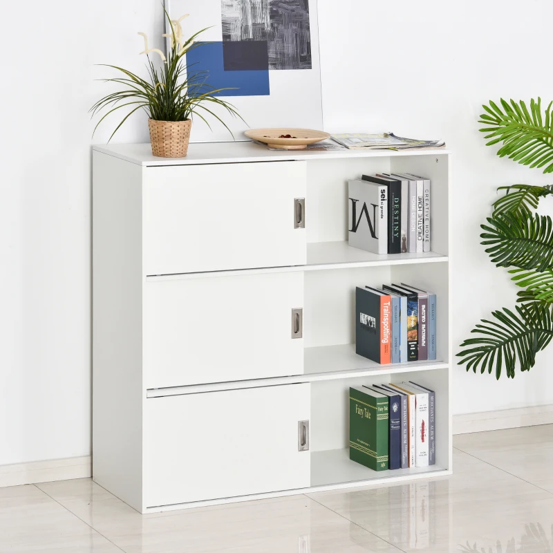 HOMCOM Bücherregal, Bücherschrank, Standschrank, Aktenschrank, Mehrzweckschrank, Spanplatte, Weiß, 120 x 40 x 120 cm