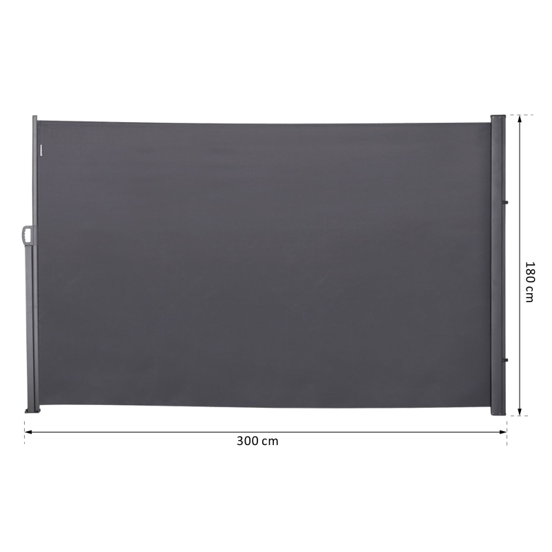 Outsunny Seitenmarkise, Sicht- und Sonnenschutz, Seitenrollo, Polyester, Grau, 3 x 1,8 m