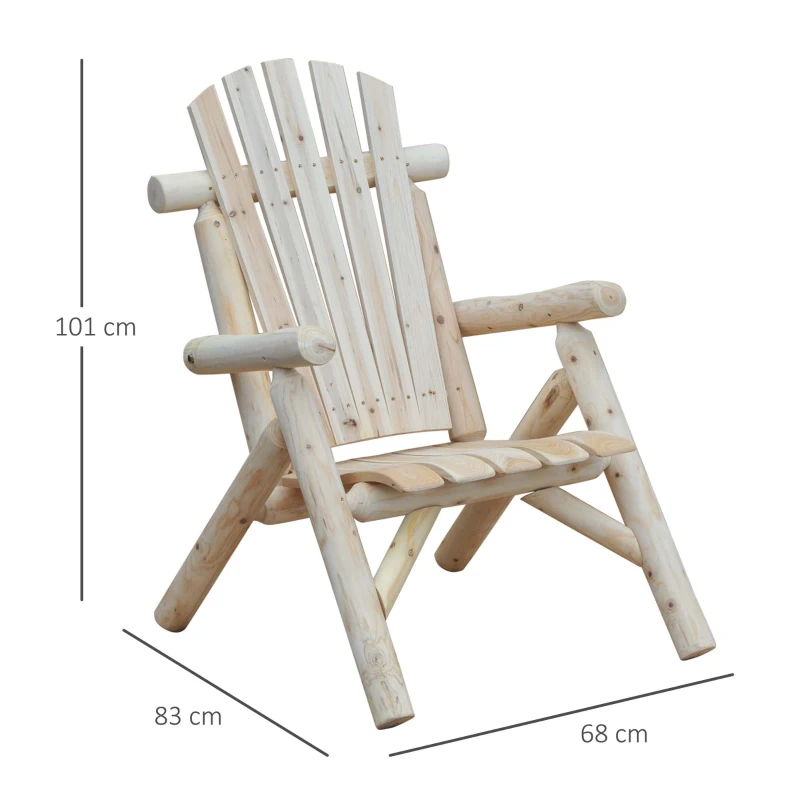 Outsunny Adirondack Gartenstuhl Gartensessel Holzstuhl Hochlehner mit Armlehne Tannenholz Natur 83 x 68 x 101 cm