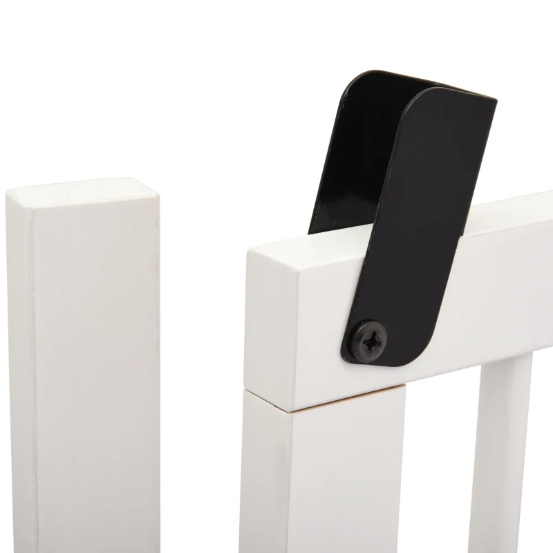 PawHut Türschutzgitter Hunde Absperrgitter Schutzgitter Hundegitter Hunde Barrieren Treppengitter Konfigurationsgitter Verstellbare Breite mit Tür Kiefernholz Weiß 71 x 113-166 cm