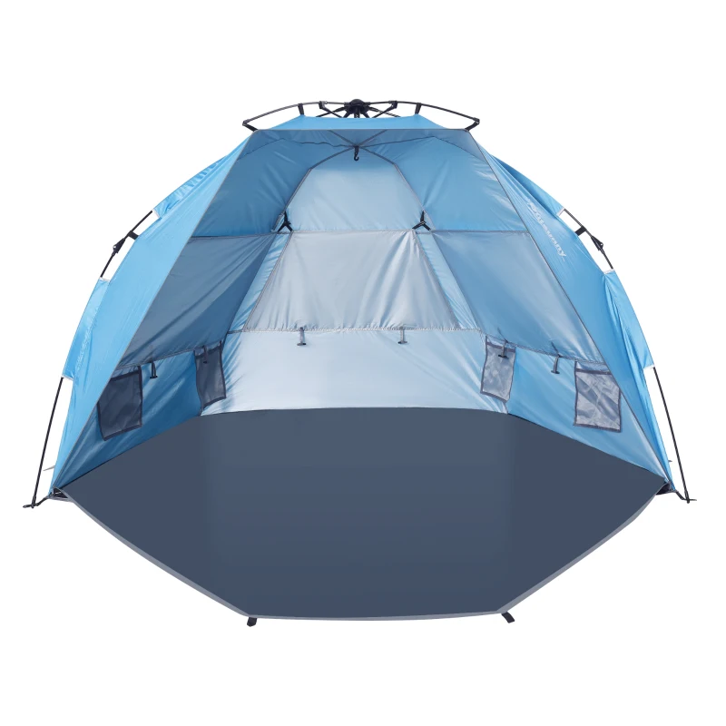 Outsunny Pop up Zelt für 1-2 Personen Campingzelt mit Fenster Polyester Glasfaser Himmelblau 220 x 125 x 130 cm