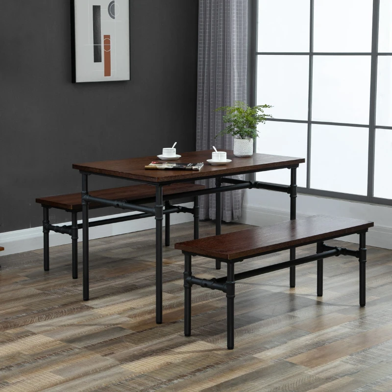 Eetgroep met 2 banken eetkamerset zitgroep tafelgroep naturel + zwart