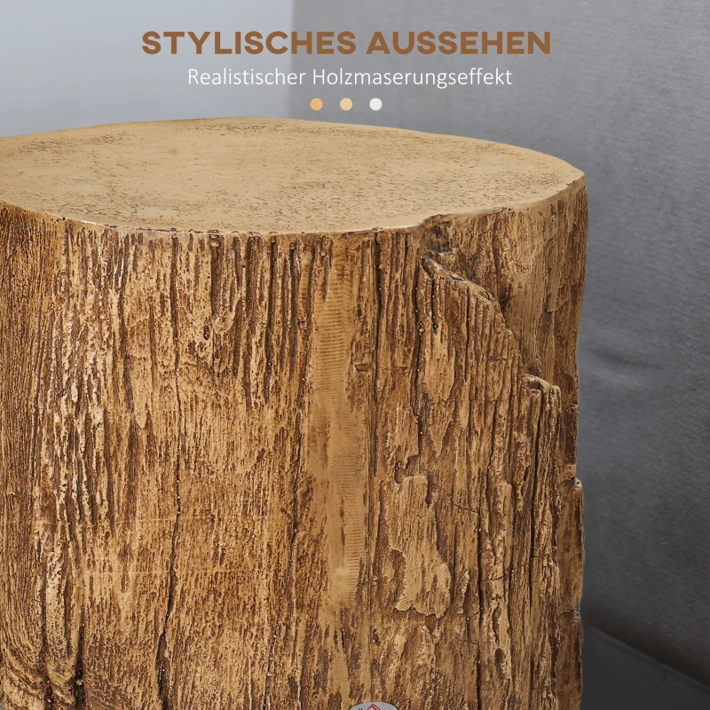 HOMCOM bijzettafel in boomstronklook, nachtkastje, boomstam, verstelbare salontafelkruk voor binnen en buiten, waterdicht anorganisch ertspoeder, natuurlijk hout, 37 x 37 x 43 cm