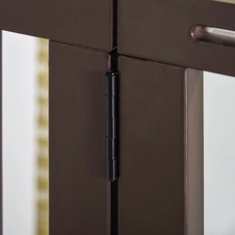 PawHut Absperrgitter Hunde Türschutzgitter Schutzgitter aus Holz Freistehendes Hundegitter mit Tür Hundeabsperrgitter Konfigurationsgitter für Kamin & Ofen Braun 113-166 x 36 x 71 cm