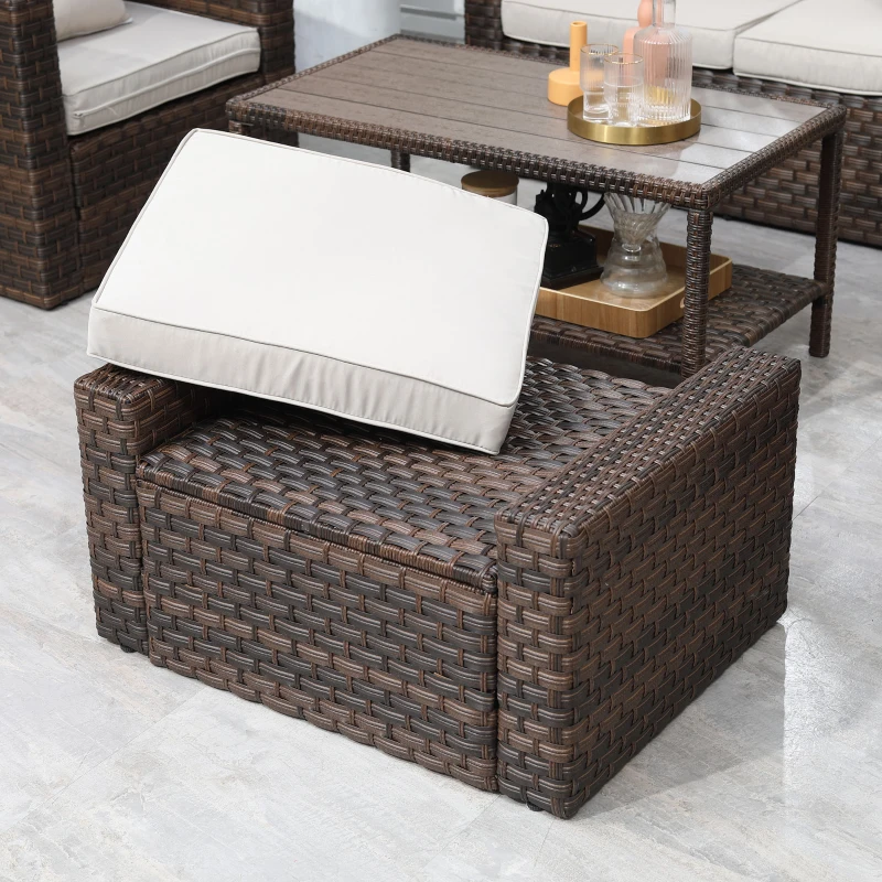 Outsunny Set de canapele pentru exterior din ratan PE, cu 6 piese,  Maro mixt