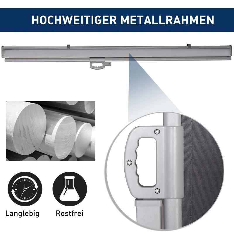 Outsunny Seitenmarkise, Sicht- und Sonnenschutz, Seitenrollo, Polyester, Grau, 3 x 2 m