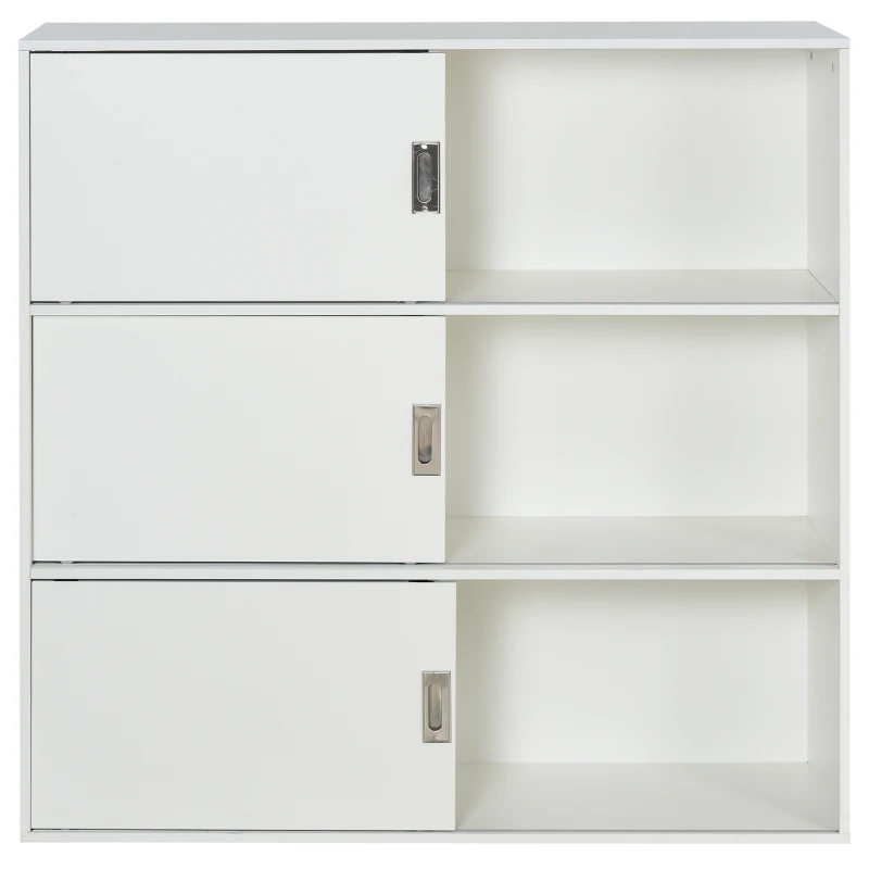 HOMCOM Bücherregal, Bücherschrank, Standschrank, Aktenschrank, Mehrzweckschrank, Spanplatte, Weiß, 120 x 40 x 120 cm