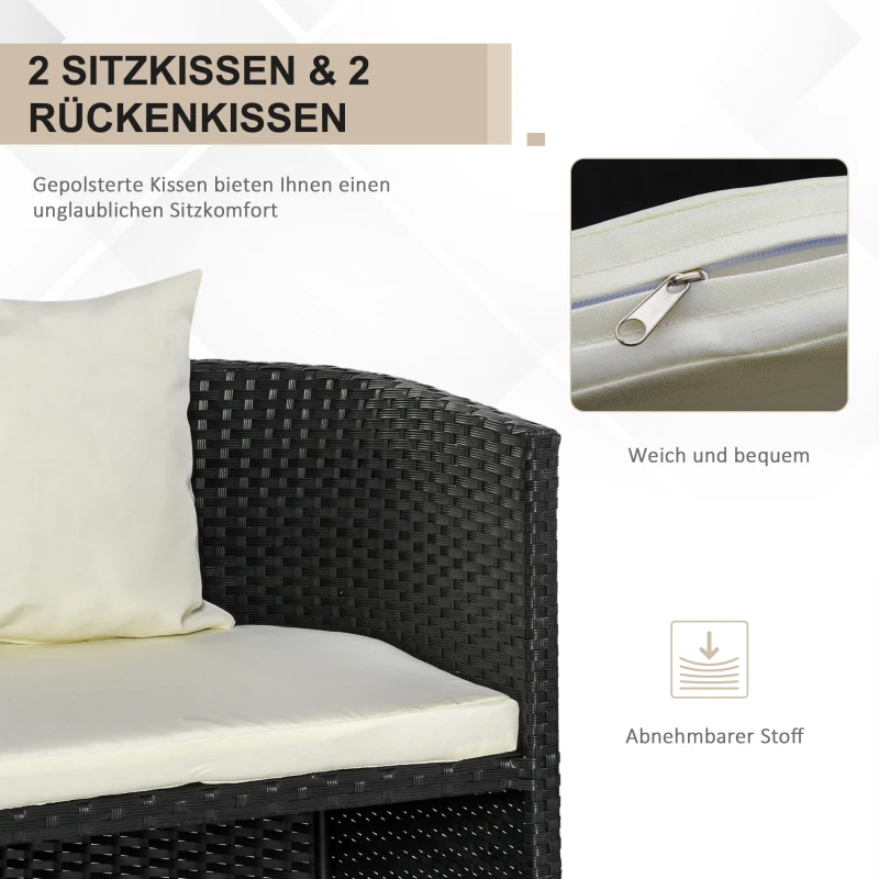Outsunny Exklusives 7 tlg. Poly Rattan Bistro Set Balkonset Balkonmöbel Set Garnitur (Modell 2: 7 tlg./zusammenstellbar)