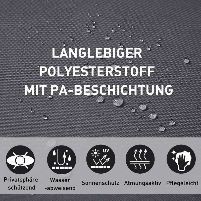Outsunny Seitenmarkise, Sicht- und Sonnenschutz, Seitenrollo, Polyester, Grau, 3 x 2 m