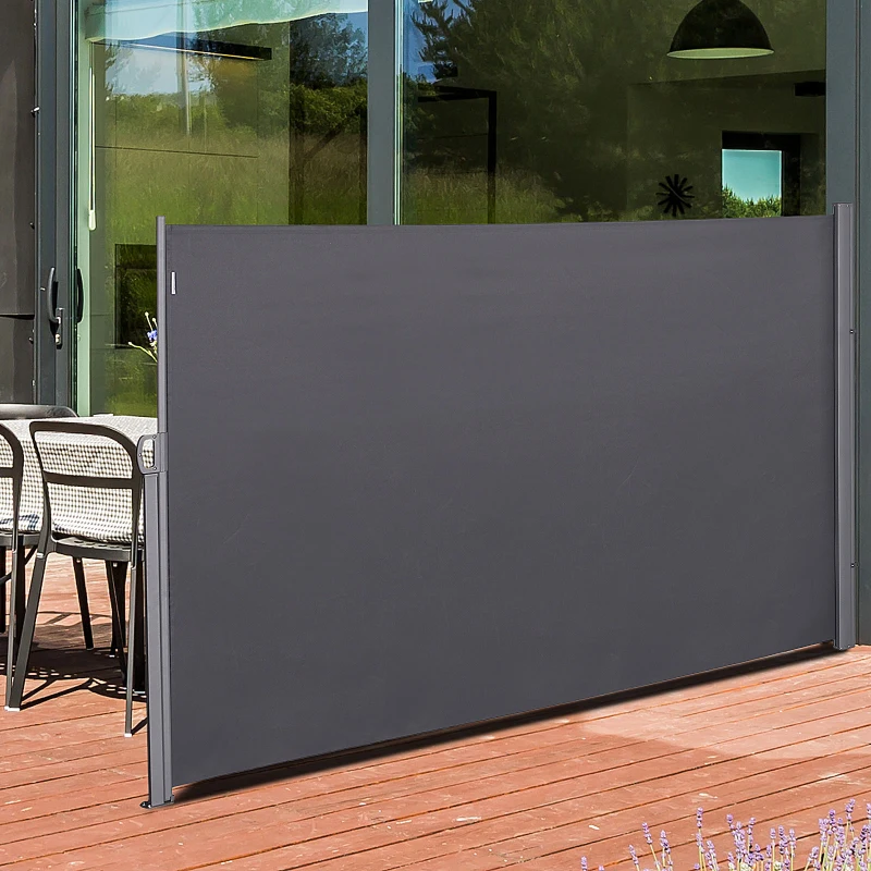 Outsunny Seitenmarkise, Sicht- und Sonnenschutz, Seitenrollo, Polyester, Grau, 3 x 1,8 m