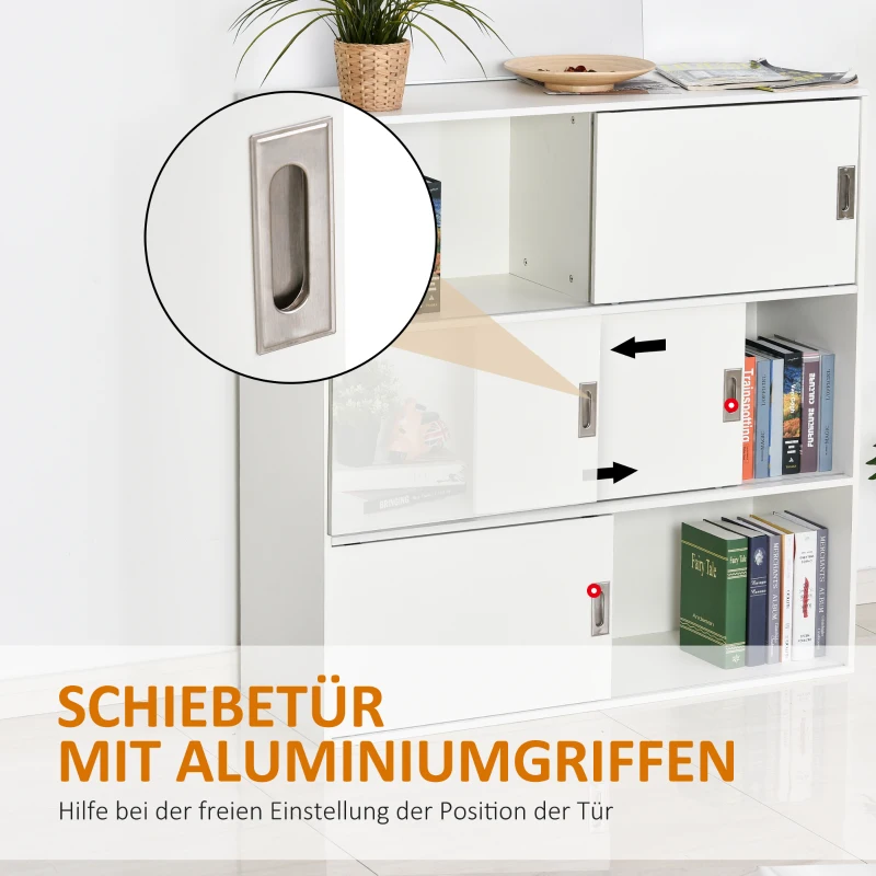 HOMCOM Bücherregal, Bücherschrank, Standschrank, Aktenschrank, Mehrzweckschrank, Spanplatte, Weiß, 120 x 40 x 120 cm