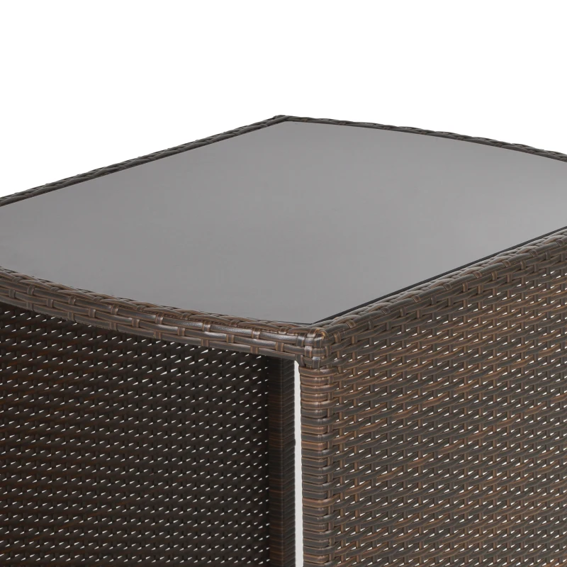 Outsunny 3-tlg. Gartensitzgruppe mit Beistelltisch Rattan Gartenset Polyrattan Metall Braun 66,5 x 51 x 72,5 cm