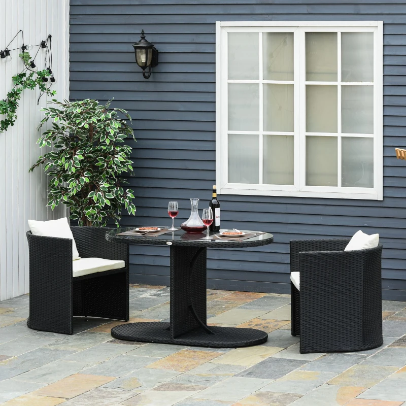 Outsunny Exklusives 7 tlg. Poly Rattan Bistro Set Balkonset Balkonmöbel Set Garnitur (Modell 2: 7 tlg./zusammenstellbar)