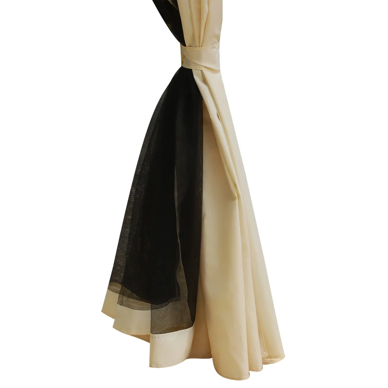 Outsunny Gartenpavillon Pavillon Festzelt Partyzelt Zelt wetterfest mit Moskitonetz Laternhacken Stahl + Polyester Cremeweiß+Schwarz 3x3,65x2,82 m