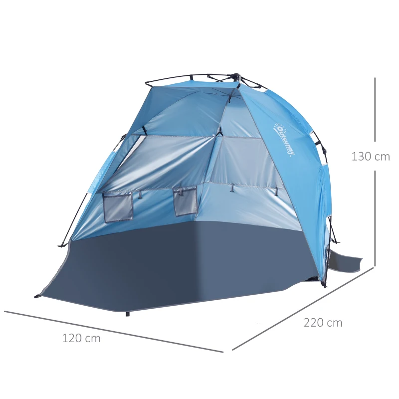 Outsunny Pop up Zelt für 1-2 Personen Campingzelt mit Fenster Polyester Glasfaser Himmelblau 220 x 125 x 130 cm