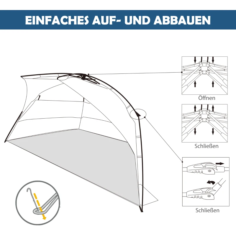 Outsunny Pop up Zelt für 1-2 Personen Campingzelt mit Fenster Polyester Glasfaser Himmelblau 220 x 125 x 130 cm