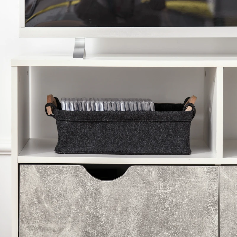 HOMCOM TV Unit for TVs up to 42", TV Stand Cabinet with 2 Open Shelves, 2 Drawers and Wooden Legs, Modern Entertainment Unit for Living Room, Grey