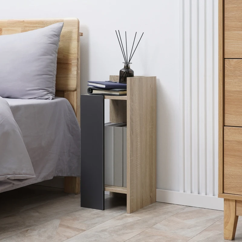 Homcom Set 2 Noptiere Moderne – Gri cu Polita Deschisa