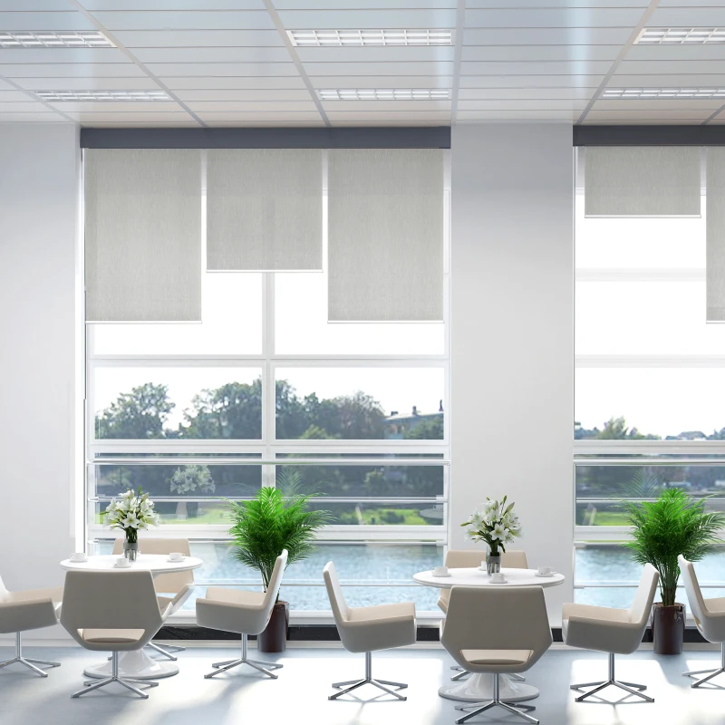 HOMCOM WiFi Smart Roller Blinds Work with TUYA App, Window Shade with Rechargeable Battery, Electric Shades Blind Easy Fit Home Office Living Room Bathroom Kitchen, Grey, 120cm x 180cm