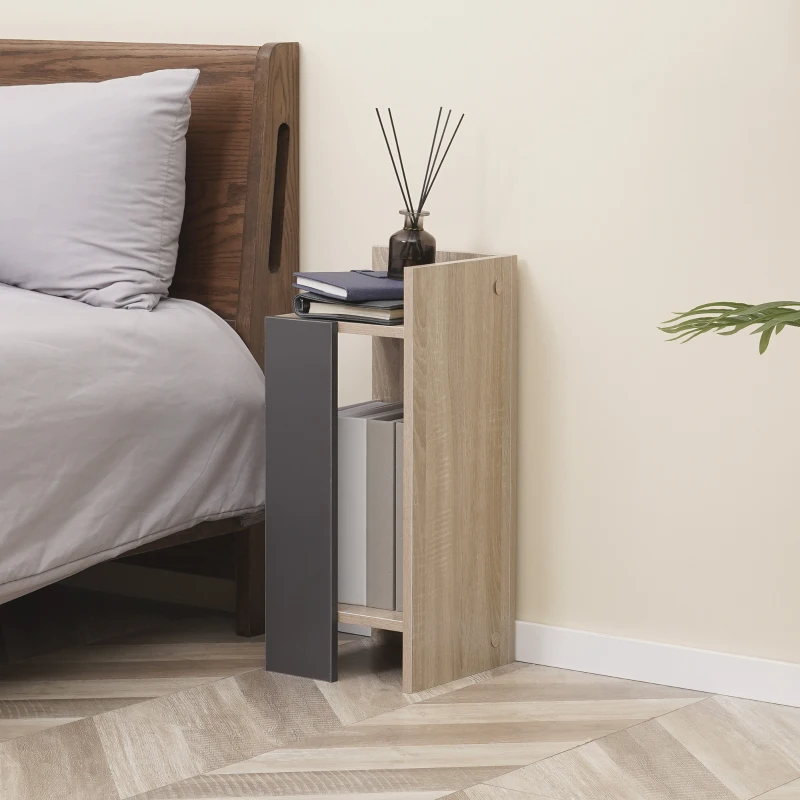 Homcom Set 2 Noptiere Moderne – Gri cu Polita Deschisa