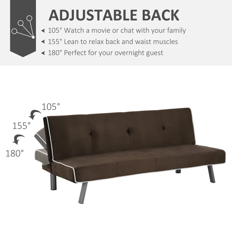 HOMCOM Canapea extensibila Rabatabila cu Structura din Lemn Maro 170 x 76 x 72,5cm