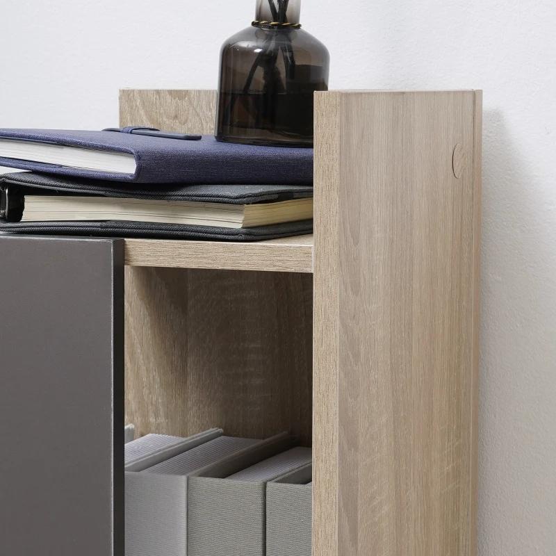 Homcom Set 2 Noptiere Moderne – Gri cu Polita Deschisa