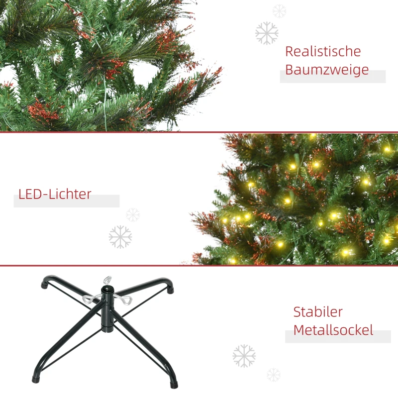 HOMCOM Weihnachtsbaum Tannenbaum 200 LEDs 616 Spitzen Ø 112 x H180 (cm)