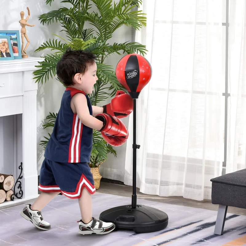 HOMCOM Teens PVC Freestanding Rebound Spring Punch Bag  Black/Red