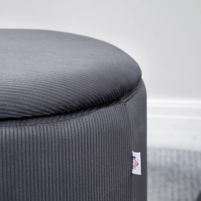 HOMCOM Hocker Ottomane, Zweier-Set, mit Stauraum, weiche Polsterung, Bezug in Cordoptik, Grau, 40 x 40 x 41cm