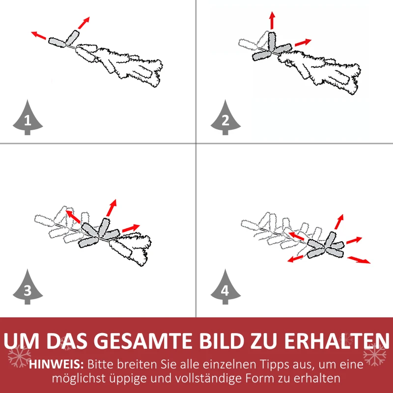HOMCOM Weihnachtsbaum Tannenbaum 200 LEDs 616 Spitzen Ø 112 x H180 (cm)