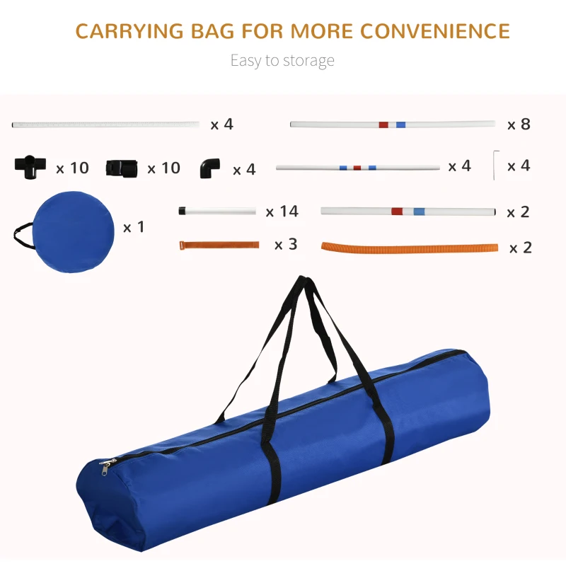 PawHut Dog Agility Equipment Training Set Carry Bag Adjustable (Pole + Hoop + Hurdle+Tunnel + Pause Box)