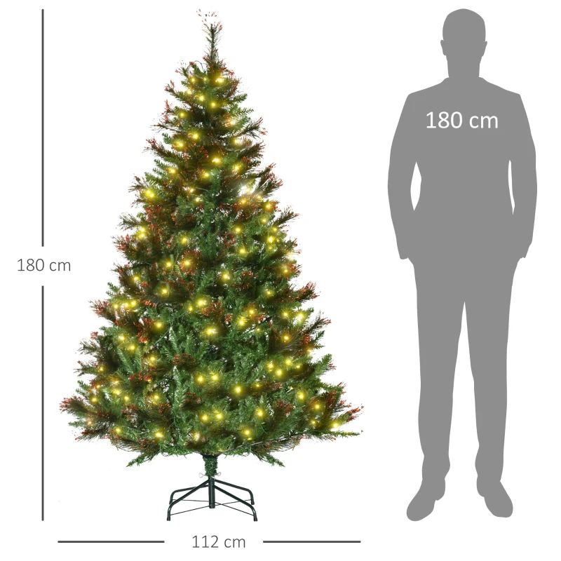 HOMCOM Weihnachtsbaum Tannenbaum 200 LEDs 616 Spitzen Ø 112 x H180 (cm)