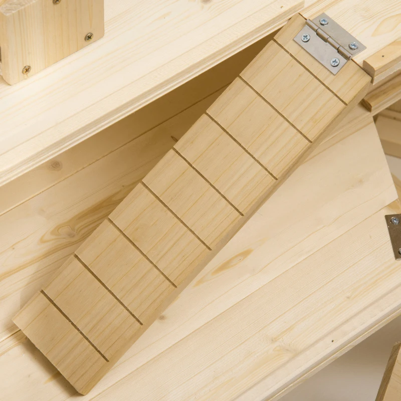 PawHut Casetta per Criceti in Legno a 3 Livelli con Tetto Apribile e Parete Trasparente, 115x60x55cm