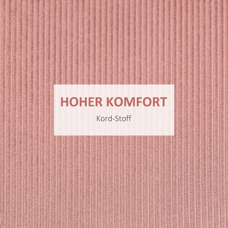HOMCOM Hocker Ottomane, Zweier-Set, mit Stauraum, weiche Polsterung, Bezug in Cordoptik, Rosa, 40 x 40 x 41cm