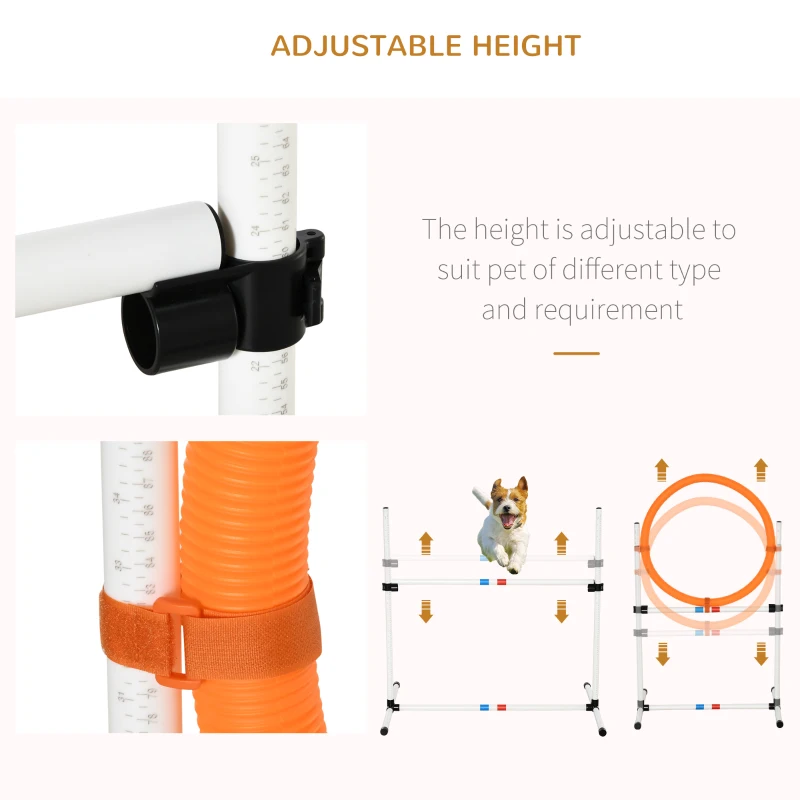 PawHut Dog Agility Equipment Training Set Carry Bag Adjustable (Pole + Hoop + Hurdle+Tunnel + Pause Box)