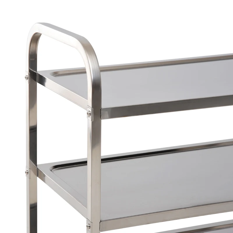 HOMCOM Carucior Pentru Bucatarie 3 Rafturi in Otel Inox 85x45x90cm