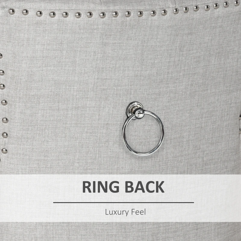 HOMCOM Scaun pentru Pranz Eleganta Captusita Invelis din Lin cu Nasturi Matlasati Gri