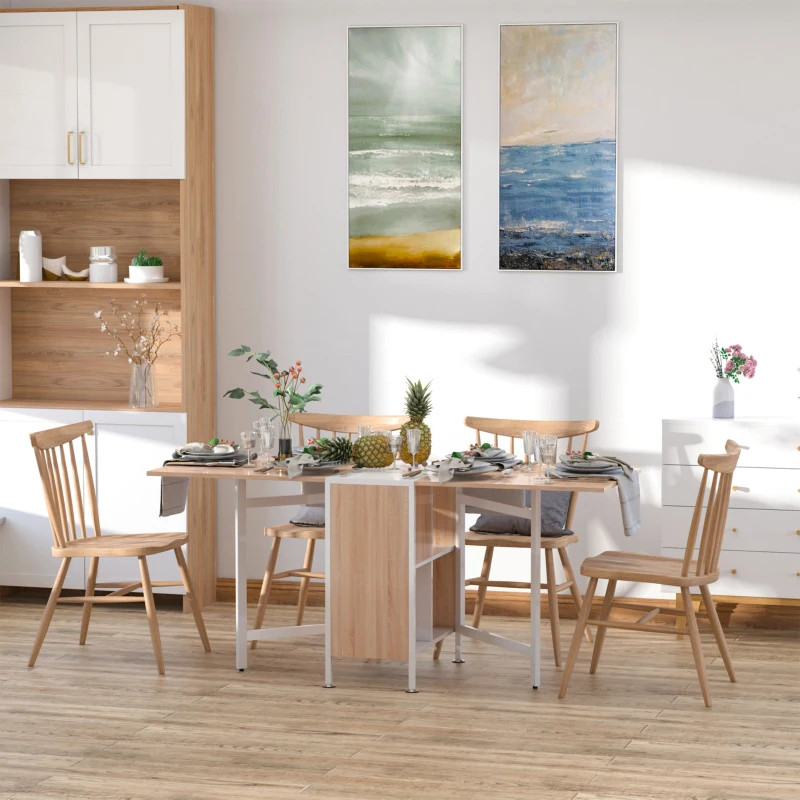 Homcom Birou 169×62×75 cm – Stejar & Alb cu 4 Compartimente Functionale(m-12)