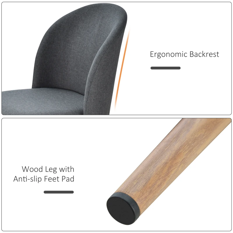 HomCom set 2 scaune captusite, 50x58x85 cm, gri